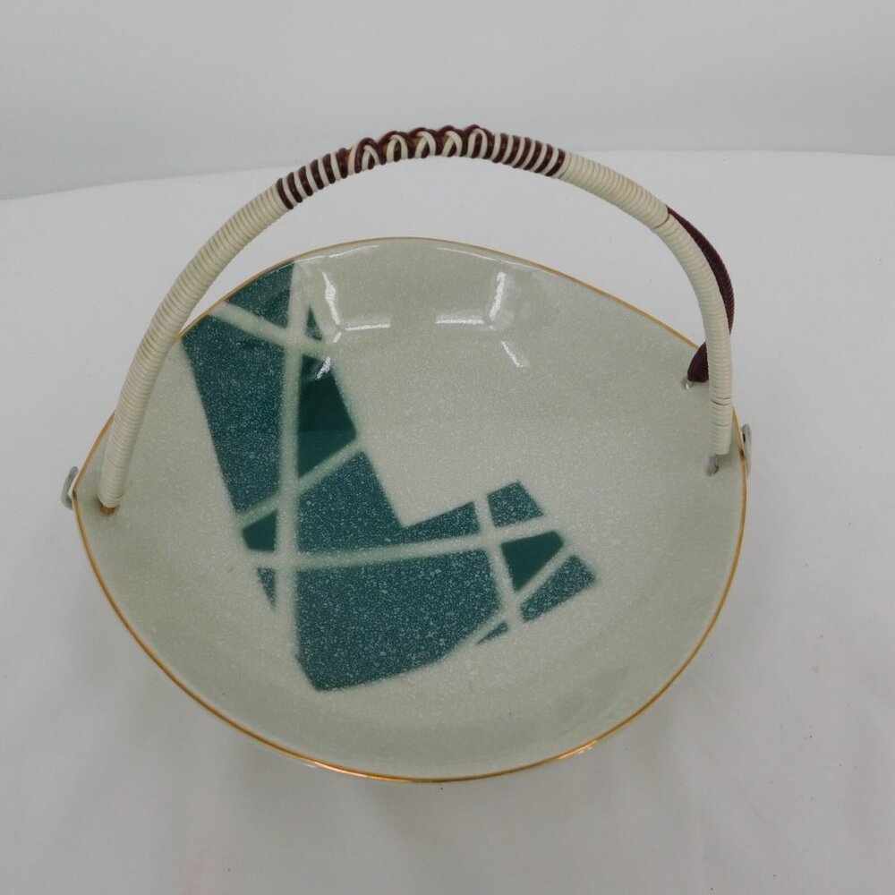 Fred Roberts San Francisco Porcelain Handled Dish Abstract MCM Japan 7.75" wide